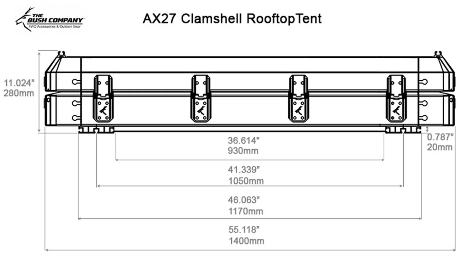 The Bush Company AX27 Clamshell Roof Top Tent - Image 6