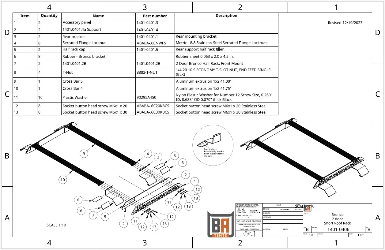 Badass Tents Ford Bronco Hard-Top 2-Doors Short Roof Rack - Image 14