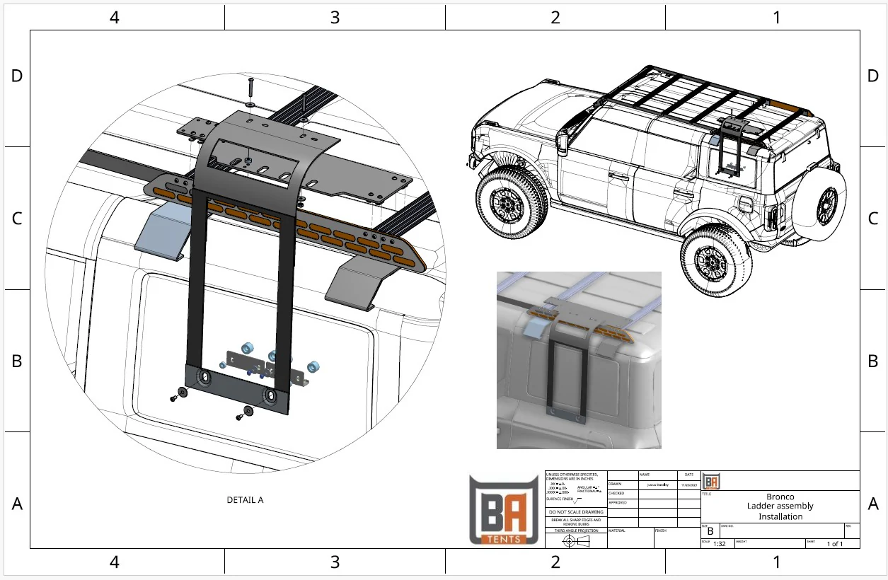 Badass Tents Ford Bronco Side Folding Ladder for Badass Roof Racks Only - Image 10