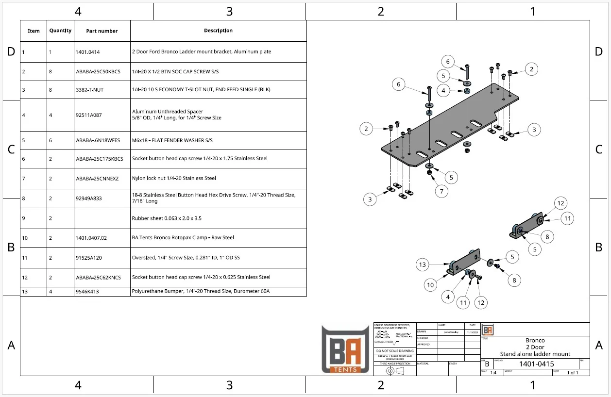 Badass Tents Ford Bronco Side Folding Ladder for Badass Roof Racks Only - Image 7