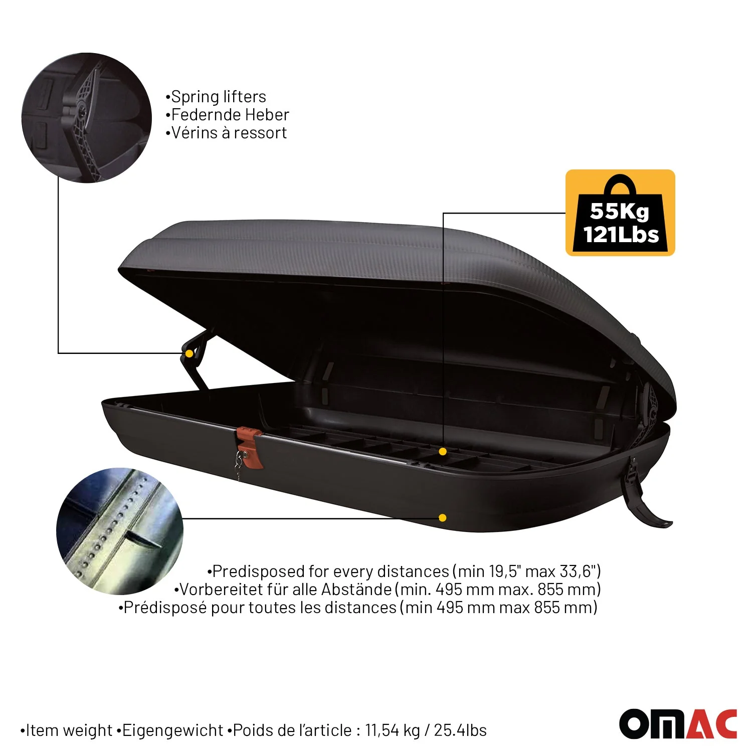 Roof Cargo Box 11.3 Cubic Feet Carbon Fiber Textured - Image 6