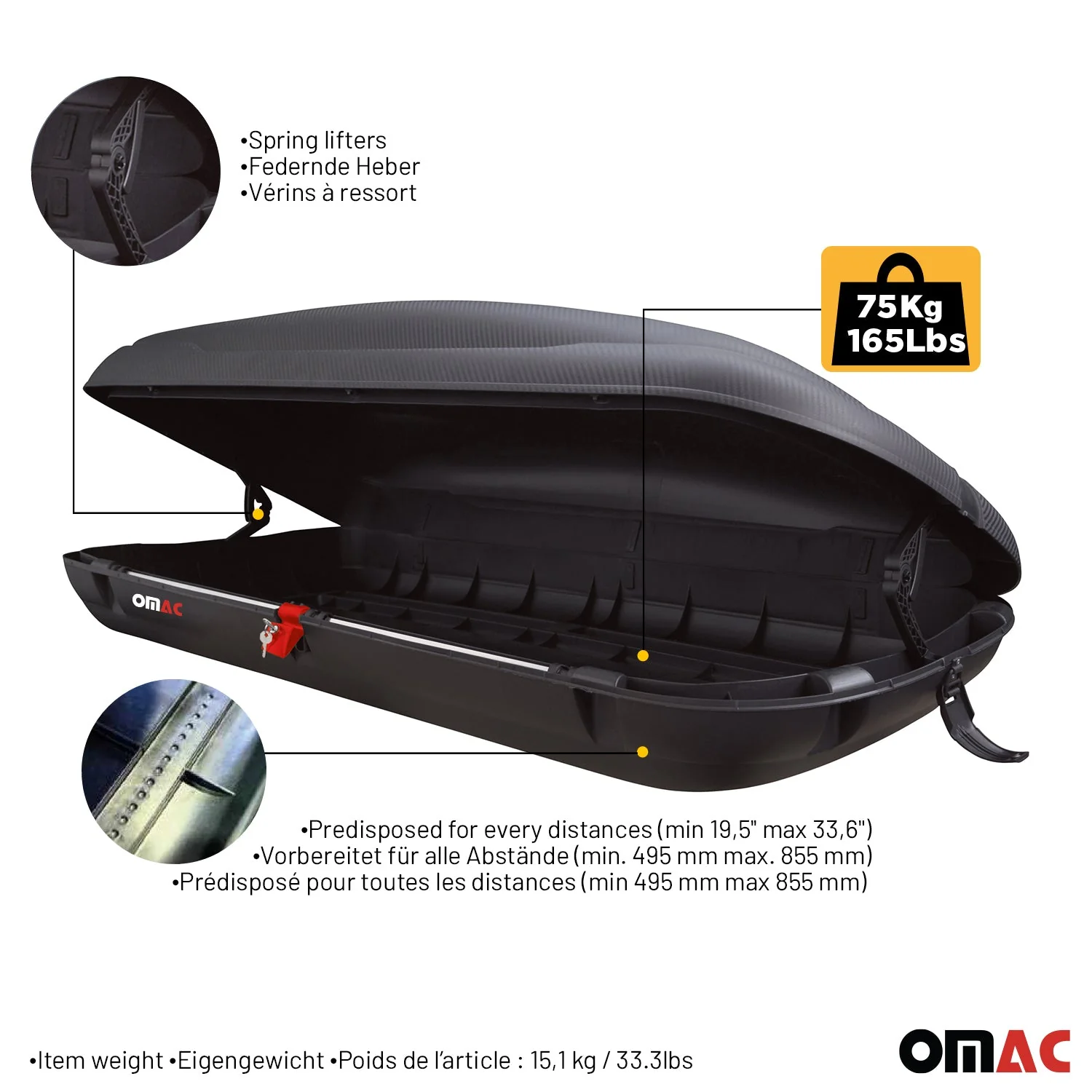 Roof Cargo Box 14.1 Cubic Feet Carbon Fiber Textured - Image 6