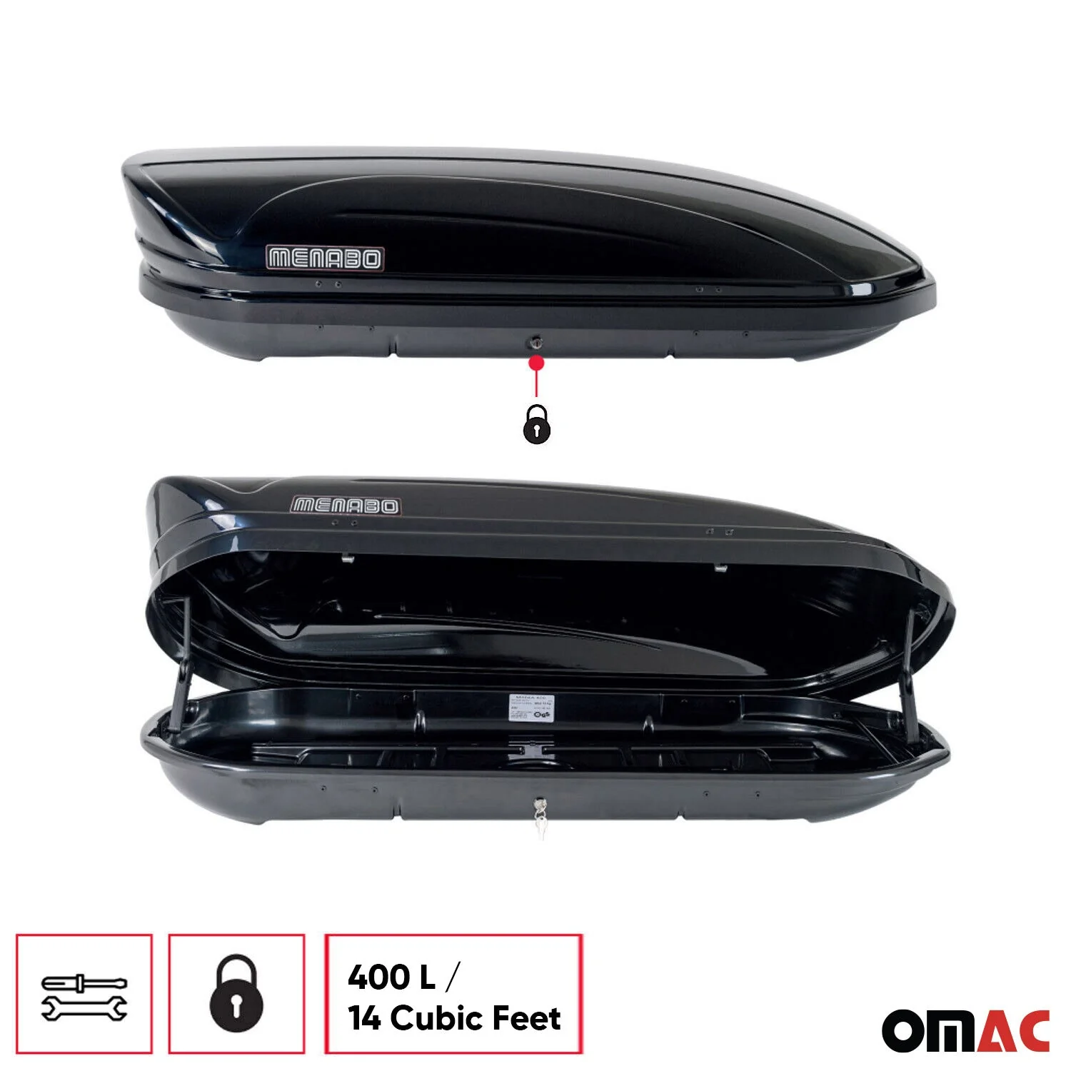 Roof Cargo Box 14 Cubic Feet Black - Image 5